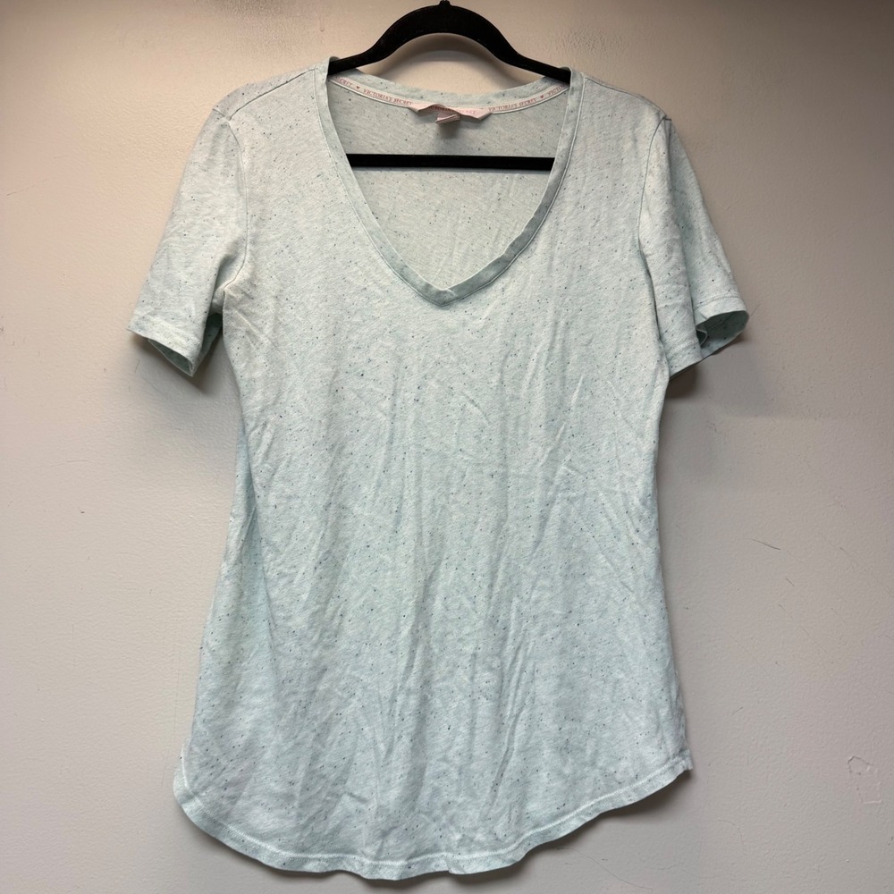 Victoria's‎ Secret T-Shirt Womens Large Mint Green Excellent Speckled V-Neck Tee